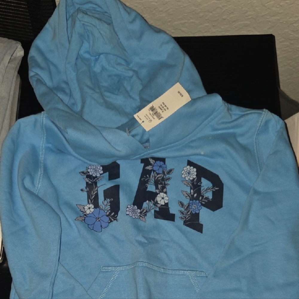 GAP Kids Light Blue Hoodie with Floral Design